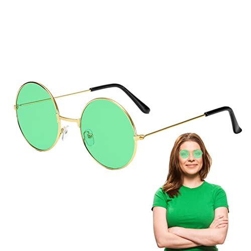 Povanjer 70er Sonnenbrillen für Damen,Hippie Sonnenbrille Retro rund 60er Style | Farbige Sonnenbrillen für Männer, Frauen, Kostüme, Partys, Geschenke von Povanjer