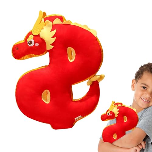 Povanjer Drachen-Maskottchen-Plüschtier, chinesischer Drache-Kuscheltiere | Neujahrsdekorationen Drache Plüsch Plüschtiere - Plüschdrachen-Souvenir zum Mond-Neujahrs-Frühlingsfest von Povanjer