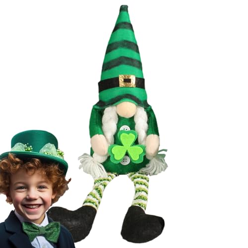 Povanjer St. Patrick's Day gesichtslose Puppe, langbeinige Zwerge aus Plüsch - Gesichtslose irische Puppenornamente zum St. Patrick's Day - Zwergfiguren aus Plüschstoff für Balkone, Fensterbänke, von Povanjer
