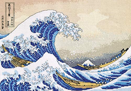 Povitrulya Kreuzstich-Set für Erwachsene The Great Wave Off Kanagawa – Hokusai's Ukiyo-e japanische Kunst – Stickset mit Muster Japan Design von Povitrulya