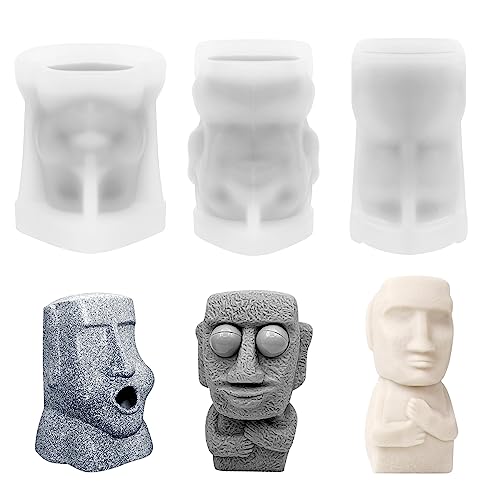 Povxlum 3 Stück Steinfigur Harzguss Epoxidharz Formen Silikonformen 3D DIY Formen Silikon Gießform Harzform Kerzenformen Hausgemachte Seifenformen Dekoration Verzierung DIY Handwerksornamente von Povxlum