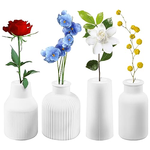 Povxlum 4 Stücke Vase Silikonform Gießformen Silikonformen Epoxidharz DIY Vases Resin Moulds Aufbewahrungsflaschenform Blumenvasen Harz Formen Dekorativen Ornamenten von Povxlum