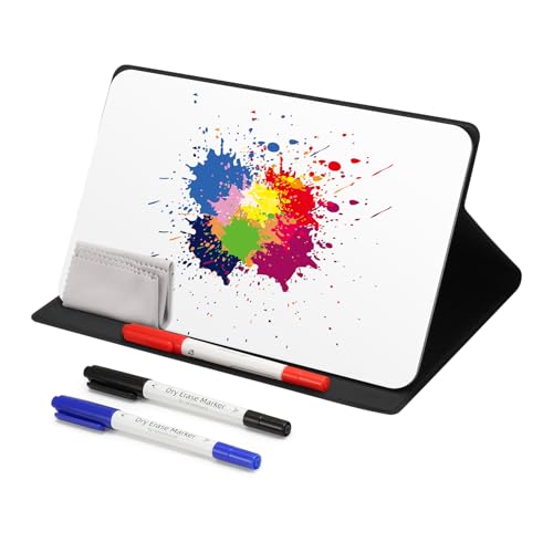 Povxlum Faltbarer kleiner Whiteboard A5 Notizblock mit 3 löschbaren Stiften, 1 trocken abwischbares Tuch, 1 Radiergummi für Schule, Zuhause, Büro, Klassenzimmer, Zeichnen, Schreiben, Notizen, Schwarz von Povxlum