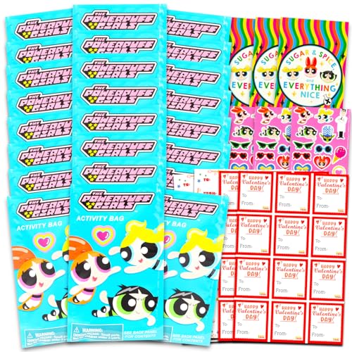 Powerpuff Mädchen Valentinstag Klassenzimmer Geschenkaustausch-Set – 24 Powerpuff-Mädchen-Mini-Aktivitätsbücher für Schule, Valentinstag, Kinder, Partygeschenke von Power Puff Girls