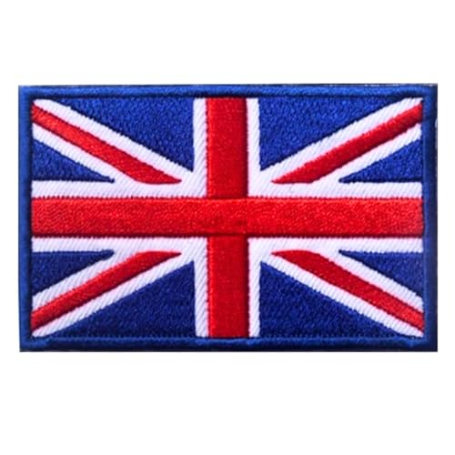 Aufnäher mit britischer Flagge, taktischer britischer Union Jack-Aufnäher, bestickt für Airsoft-Ausrüstung, Rucksäcke, Mützen, Kleidung (rot, Haken und Schlaufe) von Powerful Morale