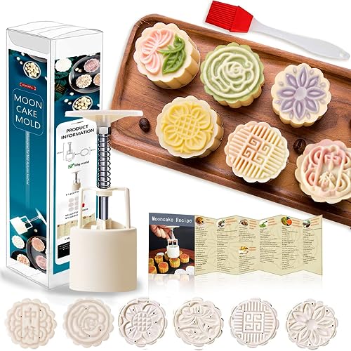 Powerful Mooncake-Form, 50 g, Badebombenform, Mondkuchenform und Kuchenform, 50 g/75 g/100 g (50 g, 6 Stück (weißer Kreis) A) von Powerful