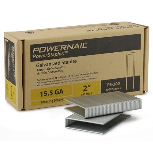 Powernail PS200 Heftklammern, 15,5 Gauge, 5,1 cm Länge, 1,27 cm Krone, Hartholz, Bodenbelag, verzinkt, 1000 Stück Powernail PS200 Heftklammern, 15,5 Gauge, 5,1 cm Länge, 1,27 cm Krone, Hartholz, Bodenbelag, verzinkt, 1000 Stück von Powernail
