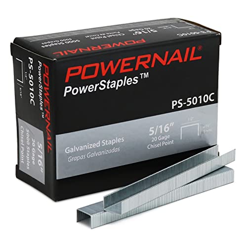 Powernail PS5010C 20 Gauge 1/2 Zoll Krone 5/16 Zoll Länge Meißelspitze zusammengefasste verzinkte Heftklammern (Box mit 5000 Stück) von Powernail