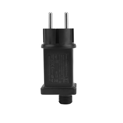 Powice EU Stecker Lichterkette Netzteil Adapter,12V Netzteil Stecker Wasserdicht IP44 für Lichtervorhang, Weihnachtsbeleuchtung, Eiszapfenlichter, Lichterkette von Powice