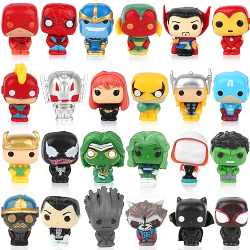 24 Stück Mini Superhelde Figuren Set, Tortendeko Hero Figuren Geburtstag Junge, Avengers Hero Figuren Cake Topper, Action Figuren Torte Superhelden Party Kuchen Deko von Powmag