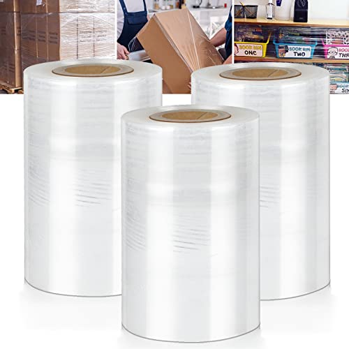 3 Rollen Verpackungsfolie, Verpackungsfolie Rolle, Verpackungsfolie Transparent 10 cm breit, Verpackungsfolie für Möbel, Transparent Strechfolienrolle für Möbel, Umzug, Paletten, Transport von Powmag