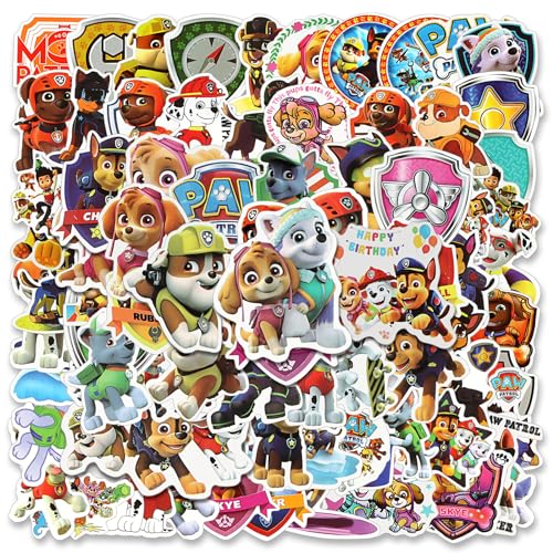 Powmag 100 Pcs Aufkleber Dog Patrol, Hund Patrol Sticker Kinder, Wasserfeste Vinyl Aufkleber, Sticker Kinder für Auto Fahrrad Skateboard Fotoalbum Laptop Mitgebsel DIY Scrapbooking Spielzeug von Powmag