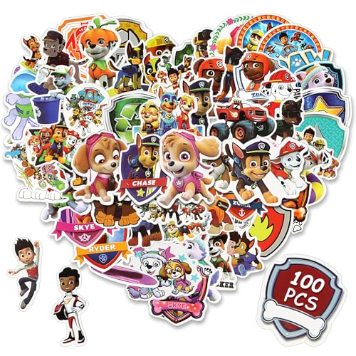 Powmag 100 Pcs Sticker Kinder Set, Aufkleber Kinder, Wasserfeste Vinyl Aufkleber Mädchen Jungen, Sticker Set Kinder für Auto Fahrrad Skateboard Fotoalbum Laptop Mitgebsel DIY Scrapbooking Spielzeug von Powmag