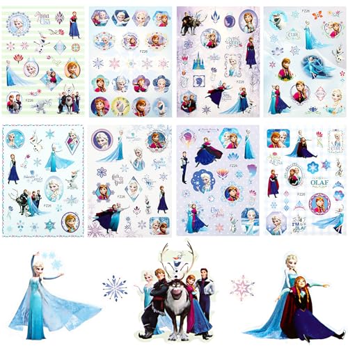 Powmag Kinder Aufkleber Mädchen, 8 Blätter ELSA Aufkleber, Eiskönigin Sticker, Sticker Mädchen, Wasserfester Vinyl Aufkleber für Laptop Scrapbook Skateboard von Powmag