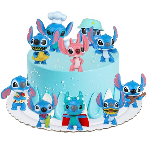 Stit-ch Tortendeko, 10 Stück Stit-ch Figuren, Geburtstag Kuchen Deko, Lilo und Stit-ch Figur, Stit-ch Geburtstagsdeko Cupcake Topper für Kinder von Powmag