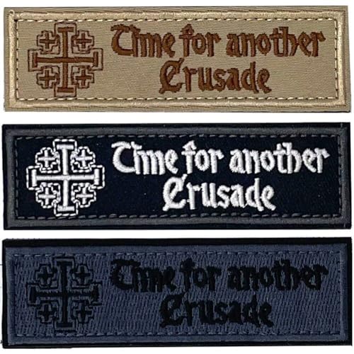 3 Pcs Jerusalem Cross Crusader Dschihad -Patches Zeit Für Einen Weiteren Kreuzzug -Patches Christliche Patches Bestickter Hook & Loop Moral Patch von Ppmter