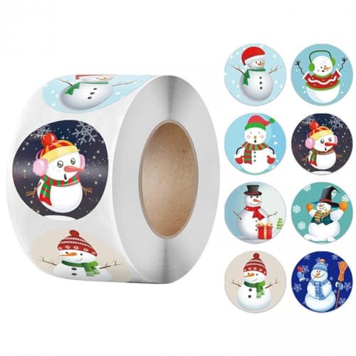 500pcs Weihnachtsaufkleber Rollen Runde Weihnachtslabel -tags Süße Schneemann - -aufkleber Für Umschlagkarten Urlaubs Geschenkverpackung von Ppmter