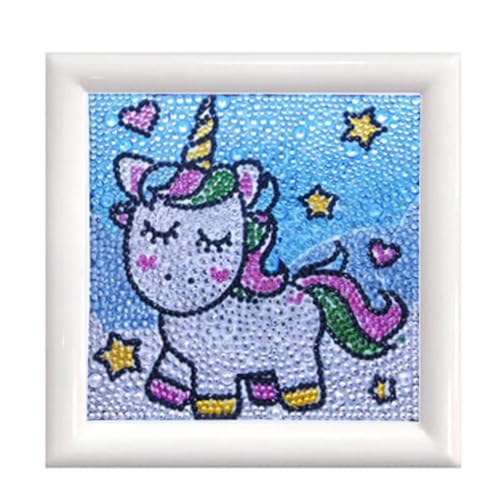 Diamond Painting Set, Bild mit Motiv Einhorn und Zubehör, Bastelset zum Malen mit Glitzersteinchen, für Kinder ab 5 Jahren von Pracht Creatives Hobby