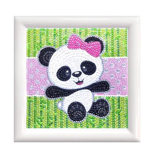 Diamond Painting Set, Bild mit Motiv Panda und Zubehör, Bastelset zum Malen mit Glitzersteinchen, für Kinder ab 5 Jahren von Pracht Creatives Hobby