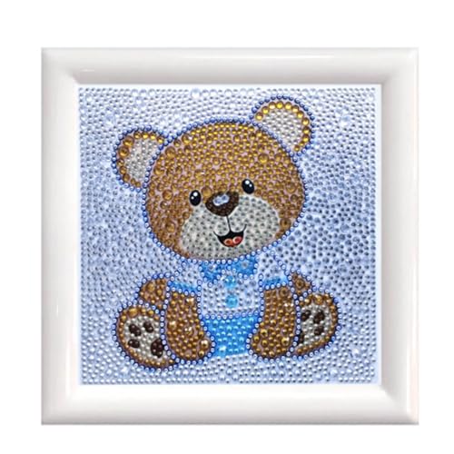 Diamond Painting Set, Bild mit Motiv Teddy und Zubehör, Bastelset zum Malen mit Glitzersteinchen, für Kinder ab 5 Jahren von Pracht Creatives Hobby