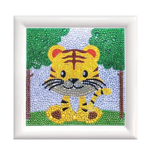 Diamond Painting Set, Bild mit Motiv Tiger und Zubehör, Bastelset zum Malen mit Glitzersteinchen, für Kinder ab 5 Jahren von Pracht Creatives Hobby