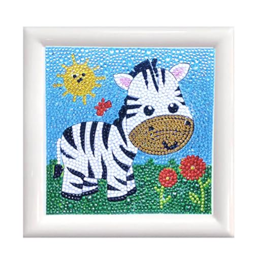 Diamond Painting Set, Bild mit Motiv Zebra und Zubehör, Bastelset zum Malen mit Glitzersteinchen, für Kinder ab 5 Jahren von Pracht Creatives Hobby