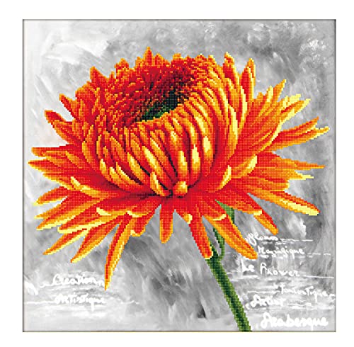 Ladybird Stickset Orange Dahlia, Kreuzstich-Set ca. 43 x 43 cm, Komplett-Set für ein eckiges Stickbild, handwerkliches Hobby für Erwachsene und Kinder ab 8 Jahren von Pracht Creatives Hobby