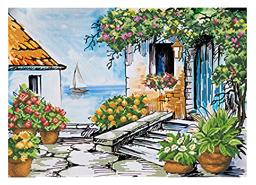 Ladybird Stickset Seaside Paradise, Kreuzstich-Set ca. 48,8 x 34,6 cm, Komplett-Set für ein eckiges Stickbild, handwerkliches Hobby für Erwachsene und Kinder ab 8 Jahren von Pracht Creatives Hobby