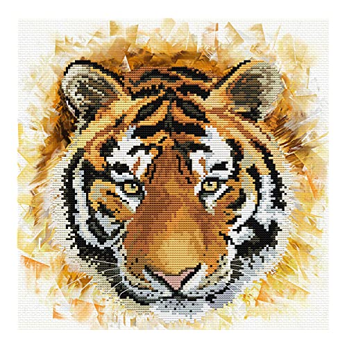 Ladybird Stickset Tiger charge, Kreuzstich-Set ca. 30,5 x 30,5 cm, Komplett-Set für ein eckiges Stickbild, handwerkliches Hobby für Erwachsene und Kinder ab 8 Jahren von Pracht Creatives Hobby