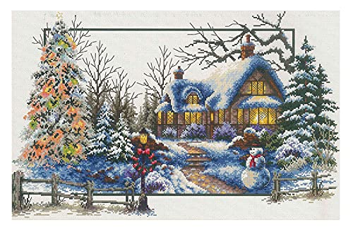 Ladybird Stickset Winterhaus, Kreuzstich-Set ca. 51 x 32 cm, Komplett-Set für ein eckiges Stickbild, handwerkliches Hobby für Erwachsene und Kinder ab 8 Jahren von Pracht Creatives Hobby