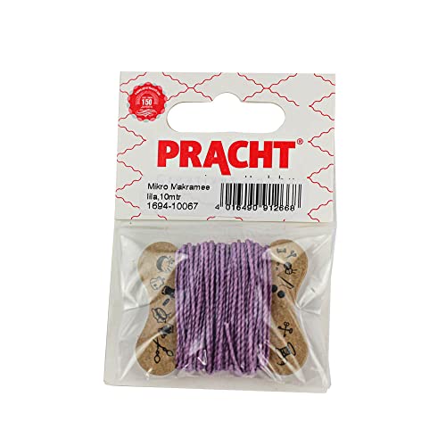 Pracht Creatives Hobby 1694-10537 Mikro Makramee, gewachstes Polyester-Garn 1 mm im Farbton Fuchsia, Länge ca. 10 m, ideal für Bastel-Projekte, zur Schmuckherstellung und Dekoration Lila Lila von Pracht Creatives Hobby