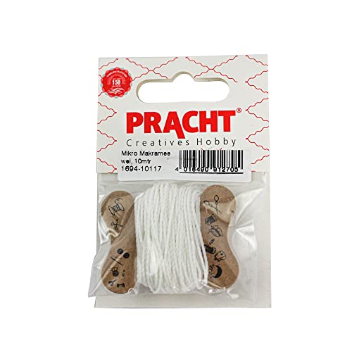 Pracht Creatives Hobby 1694-10117 Mikro Makramee, gewachstes Polyester-Garn 1 mm im Farbton Weiß, Länge ca. 10 m, ideal für Bastel-Projekte, zur Schmuckherstellung und Dekoration von Pracht Creatives Hobby