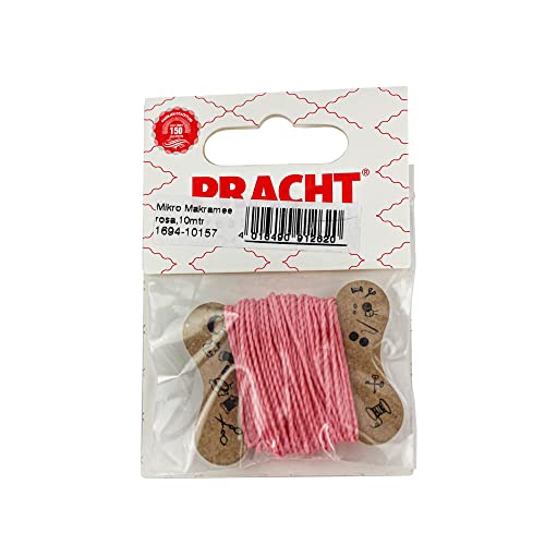 Pracht Creatives Hobby 1694-10157 Mikro Makramee, gewachstes Polyester-Garn 1 mm im Farbton Rosa, Länge ca. 10 m, ideal für Bastel-Projekte, zur Schmuckherstellung und Dekoration von Pracht Creatives Hobby