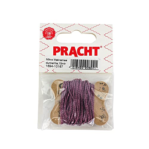 Pracht Creatives Hobby 1694-10167 Mikro Makramee, gewachstes Polyester-Garn 1 mm im Farbton Dunkellila, Länge ca. 10 m, ideal für Bastel-Projekte, zur Schmuckherstellung und Dekoration von Pracht Creatives Hobby