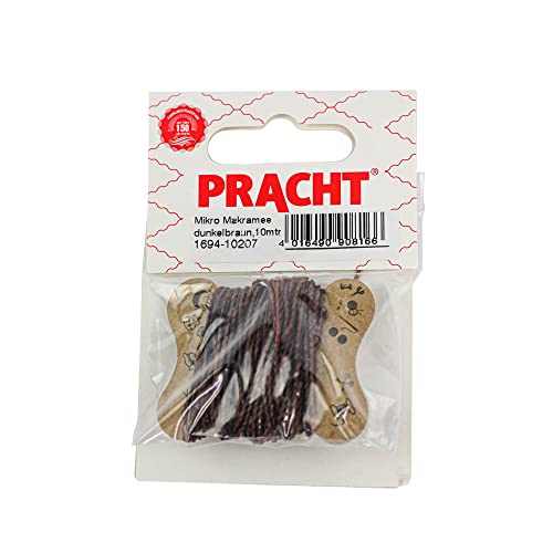 Pracht Creatives Hobby 1694-10207 Mikro Makramee, gewachstes Polyester-Garn 1 mm im Farbton Dunkelbraun, Länge ca. 10 m, ideal für Bastel-Projekte, zur Schmuckherstellung und Dekoration von Pracht Creatives Hobby