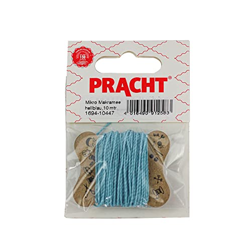 Pracht Creatives Hobby 1694-10447 Mikro Makramee, gewachstes Polyester-Garn 1 mm im Farbton Hellblau, Länge ca. 10 m, ideal für Bastel-Projekte, zur Schmuckherstellung und Dekoration von Pracht Creatives Hobby