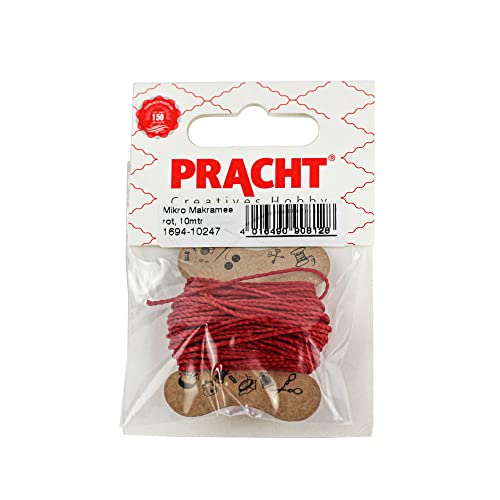 Pracht Creatives Hobby 1694-10537 Mikro Makramee, gewachstes Polyester-Garn 1 mm im Farbton Fuchsia, Länge ca. 10 m, ideal für Bastel-Projekte, zur Schmuckherstellung und Dekoration Rot Rot von Pracht Creatives Hobby