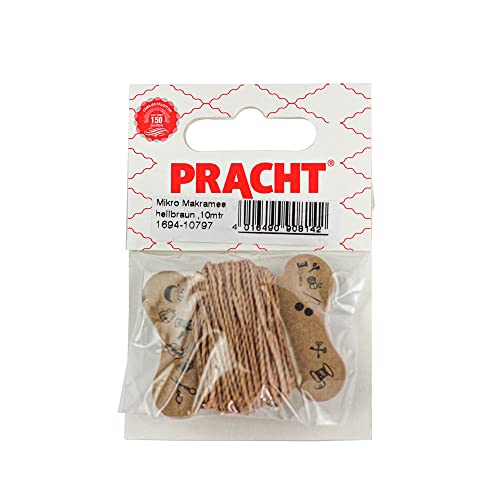 Pracht Creatives Hobby 1694-10797 Mikro Makramee, gewachstes Polyester-Garn 1 mm im Farbton Hellbraun, Länge ca. 10 m, ideal für Bastel-Projekte, zur Schmuckherstellung und Dekoration von Pracht Creatives Hobby