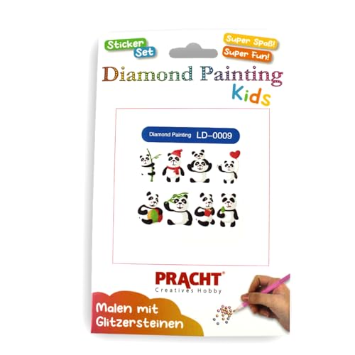 Pracht Creatives Hobby 6035-25161 Diamond Painting Stickerset, Motiv Panda, Bastelset zum Gestalten von Aufklebern mit Glitzersteinchen, für Kinder ab 5 Jahren von Pracht Creatives Hobby