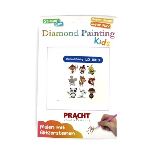 Pracht Creatives Hobby 6035-25171 Diamond Painting Stickerset, Motiv Tiere, Bastelset zum Gestalten von Aufklebern mit Glitzersteinchen, für Kinder ab 5 Jahren von Pracht Creatives Hobby