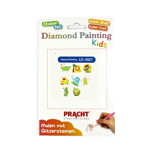 Pracht Creatives Hobby 6035-25181 Diamond Painting Stickerset, Motiv Tiere, Bastelset zum Gestalten von Aufklebern mit Glitzersteinchen, für Kinder ab 5 Jahren von Pracht Creatives Hobby