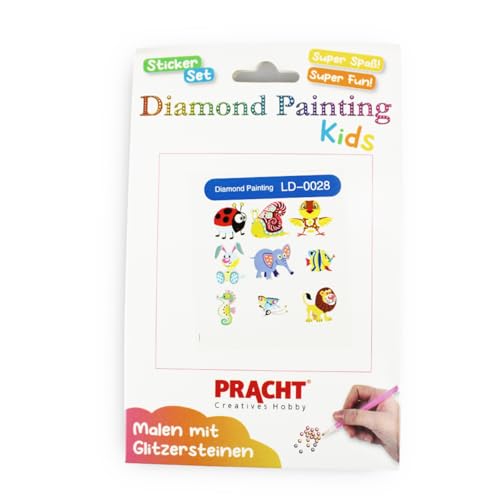 Pracht Creatives Hobby 6035-25201 Diamond Painting Stickerset, Motiv Tiere, Bastelset zum Gestalten von Aufklebern mit Glitzersteinchen, für Kinder ab 5 Jahren von Pracht Creatives Hobby