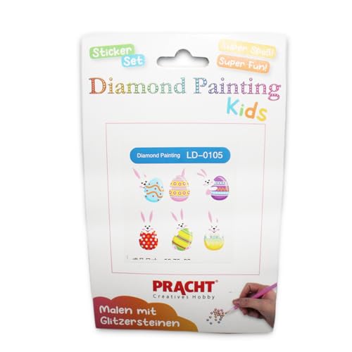 Pracht Creatives Hobby 6035-25251 Diamond Painting Stickerset, Motiv Ostern, Bastelset zum Gestalten von Aufklebern mit Glitzersteinchen, für Kinder ab 5 Jahren von Pracht Creatives Hobby