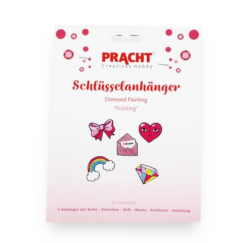 Pracht Creatives Hobby 6044-50061 Diamond Painting Schlüsselanhänger, Motiv Frühling, Bastelset zum Gestalten von 5 Anhängern mit Glitzersteinchen, für Kinder ab 5 Jahren von Pracht Creatives Hobby