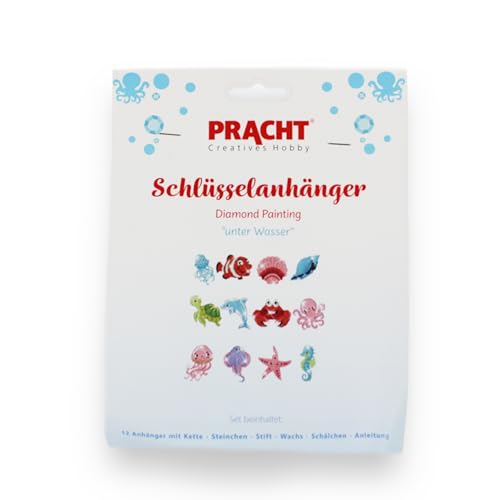 Pracht Creatives Hobby 6044-50121 Diamond Painting Schlüsselanhänger, Motiv Unter Wasser, Bastelset zum Gestalten von 12 Anhängern mit Glitzersteinchen, für Kinder ab 5 Jahren von Pracht Creatives Hobby