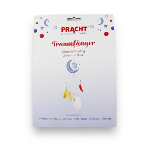 Pracht Creatives Hobby 6045-15031 Diamond Painting Traumfänger, Motiv Einhorn mit Mond, Bastelset zum Gestalten eines Traumfängers mit Glitzersteinchen, für Kinder ab 5 Jahren von Pracht Creatives Hobby