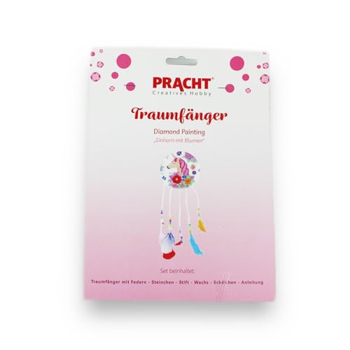 Pracht Creatives Hobby 6045-15041 Diamond Painting Traumfänger, Einhorn mit Blumen, Bastelset zum Gestalten eines Traumfängers mit Glitzersteinchen, für Kinder ab 5 Jahren von Pracht Creatives Hobby