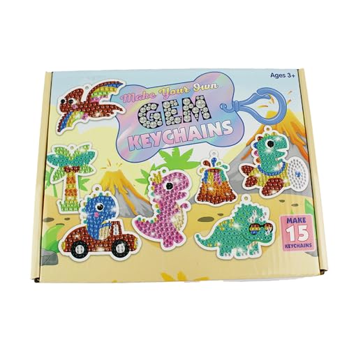 Pracht Creatives Hobby Diamond Painting Box Dinos, für 15 Schlüsselanhänger mit coolen Dinosaurier Motiven, Bastelset zum Malen mit Glitzersteinen, für Kinder ab 8 Jahren von Pracht Creatives Hobby