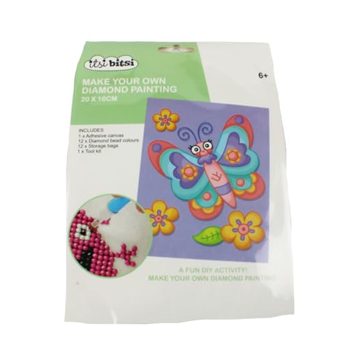 Pracht Creatives Hobby 6050-20031 Diamond Painting Set, Motiv Schmetterling, inkl. Zubehör, Größe ca. 20 x 16 cm, Bastelset zum Malen mit Glitzersteinchen für Kinder ab 5 Jahren von Pracht Creatives Hobby