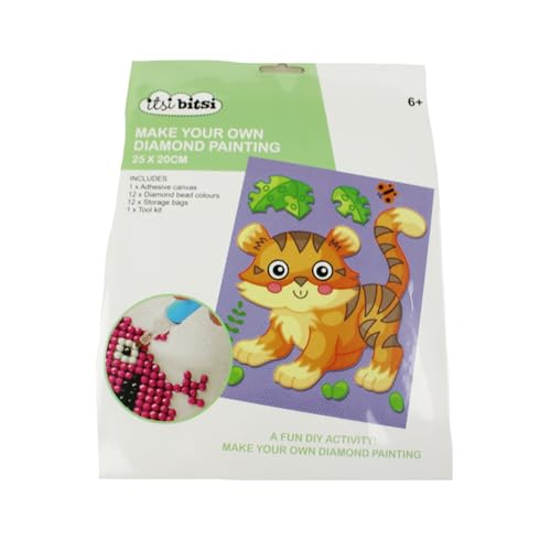 Pracht Creatives Hobby 6050-25011 Diamond Painting Set, Motiv Tiger, inkl. Zubehör, Größe ca. 25 x 20 cm, Bastelset zum Malen mit Glitzersteinchen für Kinder ab 5 Jahren von Pracht Creatives Hobby